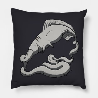 Ouroboros snake fish monster abstract art Pillow