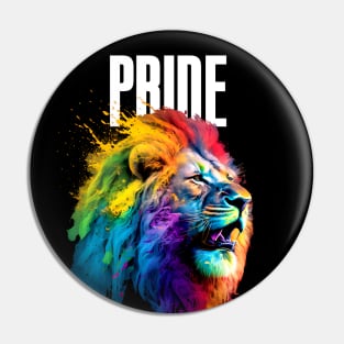 LGBTQ+ Gay Pride Month: Proud Lion on a Dark Background Pin