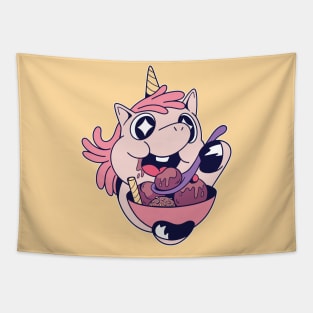 Cute Unicorn eating ice cream Tapestry