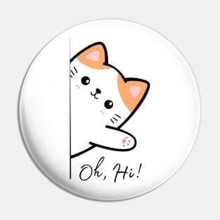 Cute Cat Waving Hello Pin