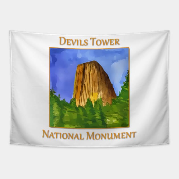 Devils Tower National Monument Tapestry by WelshDesigns