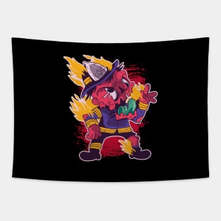 Halloween Happy Halloween Firefighter Costume Tapestry