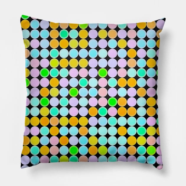 Bright, colourful circles in flat rows Pillow by BumbleBambooPrints