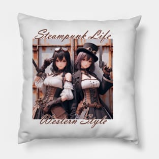 Steampunk Life - Western Style Pillow