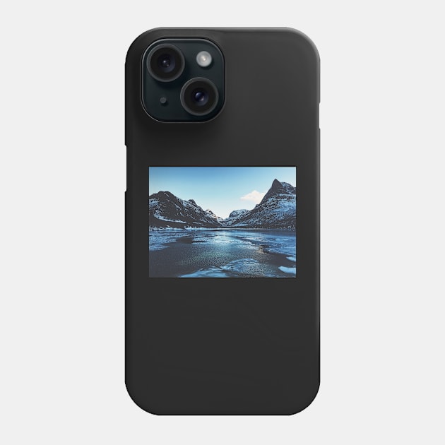 Innerdalen Lake and Mountain Range on Freezing Cold Winter Day (Norway) Phone Case by visualspectrum