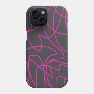 Line Art: Neon Pink on Gray Phone Case