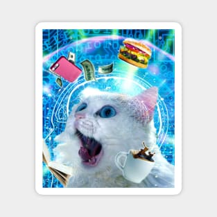 Trippy Dopamine Fasting Cat - Burger Coffee Magnet