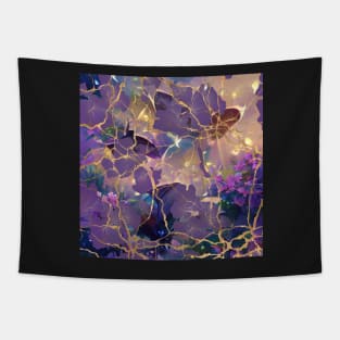 Japanese Garden: Butterflies and Flowers. Kintsugi Pattern Tapestry