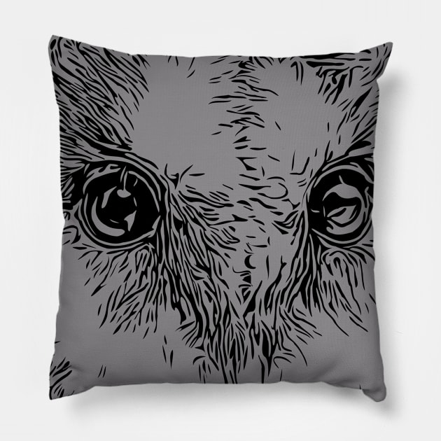 Owl Cute Snowy Comic Style Lineart Pillow by Kreisel