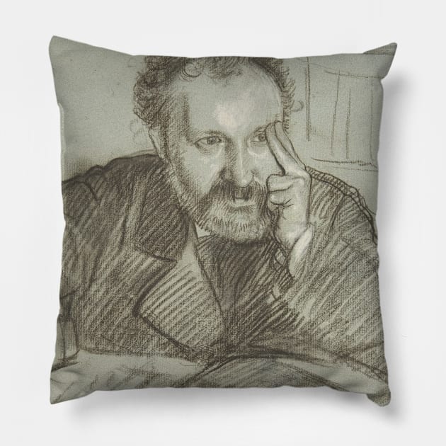 Edmond Duranty by Edgar Degas Pillow by Classic Art Stall