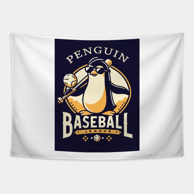 Penguin Baseball Tribute - Penguin Baseball League - Baseball Gift Tapestry by TributeDesigns