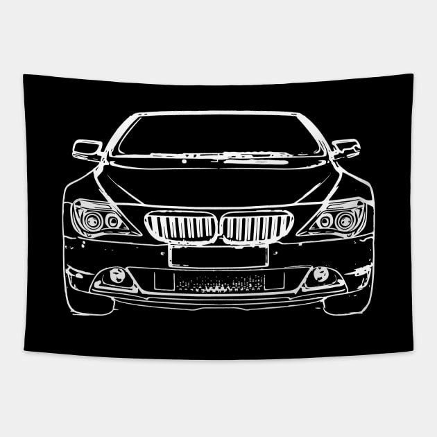 White E64 Car Sketch Art Tapestry by DemangDesign