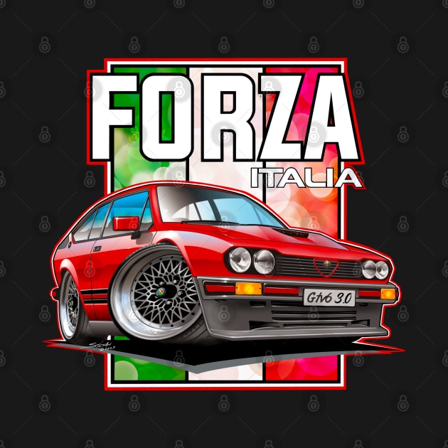 Cartooned 1980’s Alfa Romeo GTV 3.0 by stefansautoart