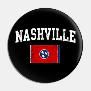 Nashville Tennessee Flag Vintage Distressed Pin