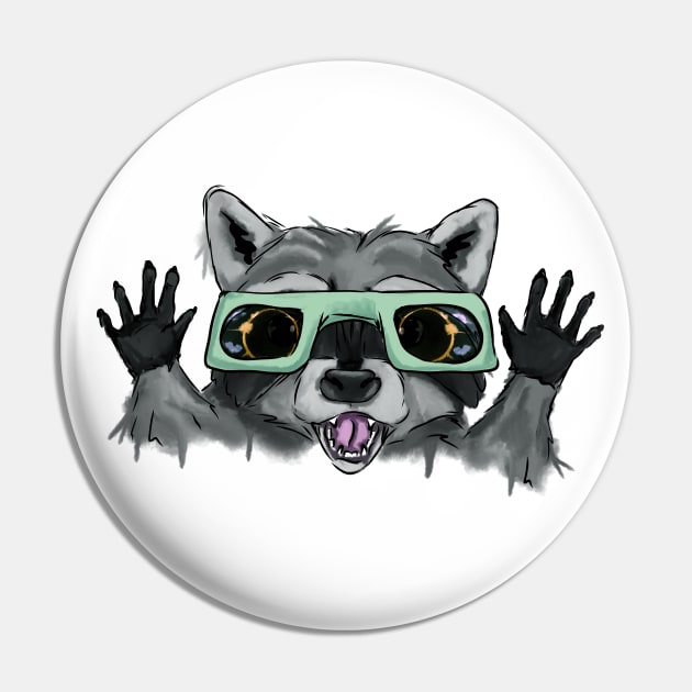 Solar eclipse - raccoon Pin by Antiope