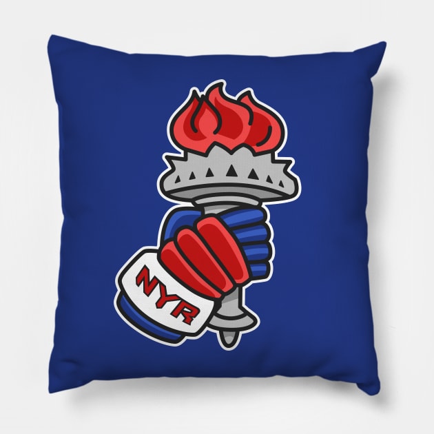New York Rangers Statue of Liberty Torch Pillow by Carl Cordes