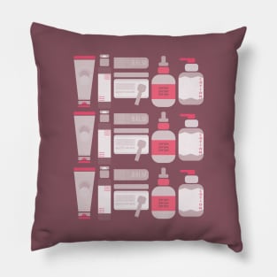 Skincare Essentials Pattern (Mauve Purple & Pink Version) Pillow