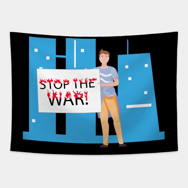 Stop the war! Tapestry by CatCoconut-Art