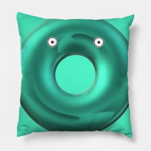 A Surprised Green Donut Pillow