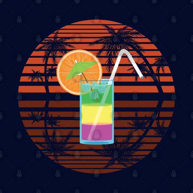 Cocktail and Sunset Retro / Vintage Print by SPACE ART & NATURE SHIRTS 