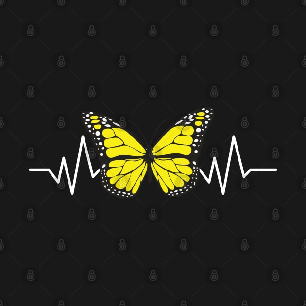 Butterfly Cottagecore Aesthetic Heartbeat Pulsate ECG Graph by CharJens