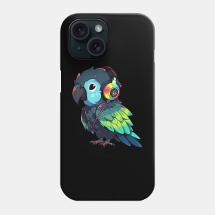 Green Parrot Headphones Phone Case