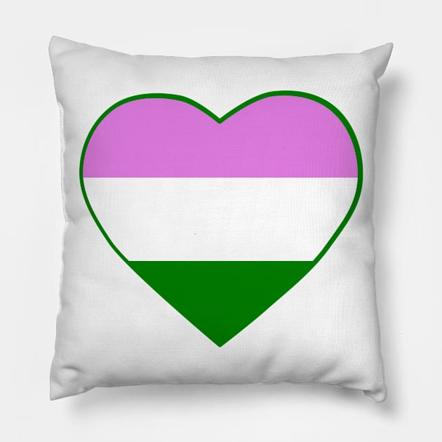 Pride Flag Heart Genderqueer Pillow by VanumChan