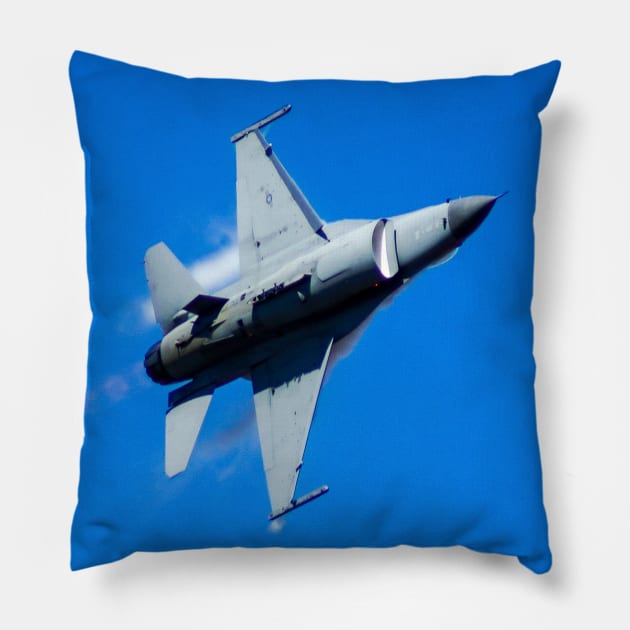 F-16 Fighting Falcon Pillow by Upbeat Traveler