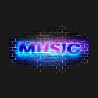 Music brick neon purple blue print T-Shirt