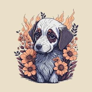 Cute puppy with Flowers T-Shirt