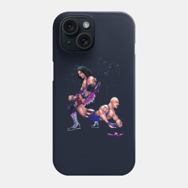 Bret Hart VS Kurt Angle wrestling Dream match original art Phone Case by Triple R Art