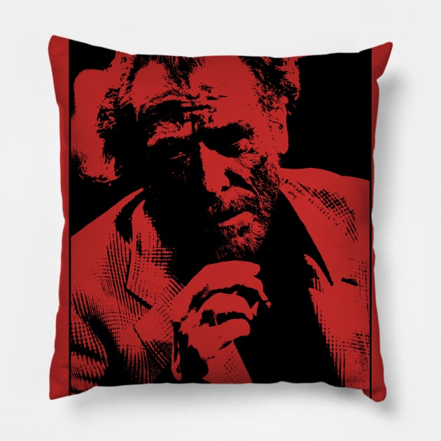 Bukowski Love T-Shirt (Black on Colour Print) Pillow by lilmousepunk