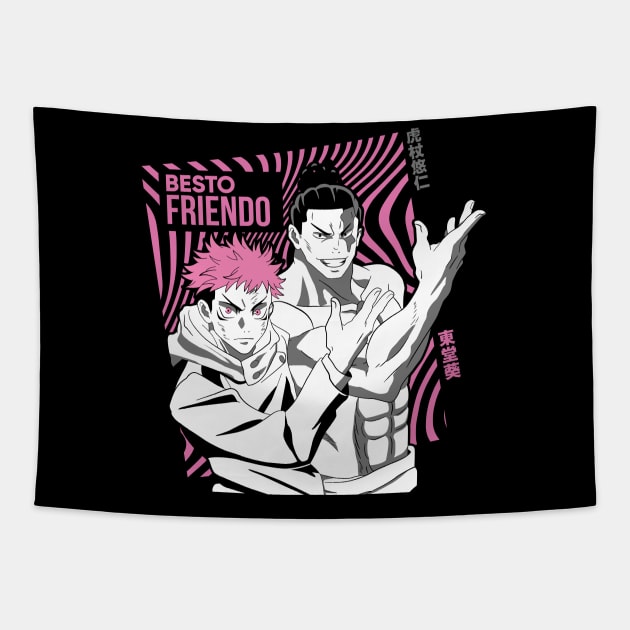 Besto Friendo Anime Fanart Tapestry by Planet of Tees