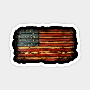 Wooden American Flag Magnet