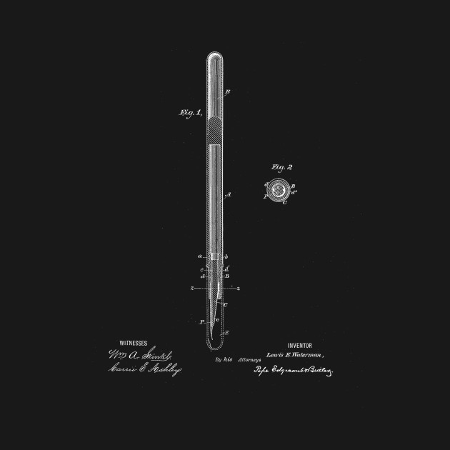 Disover Fountain Pen Vintage Patent Drawing - Pen - T-Shirt