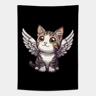 Kawaii Tabby Cat Angel Tapestry