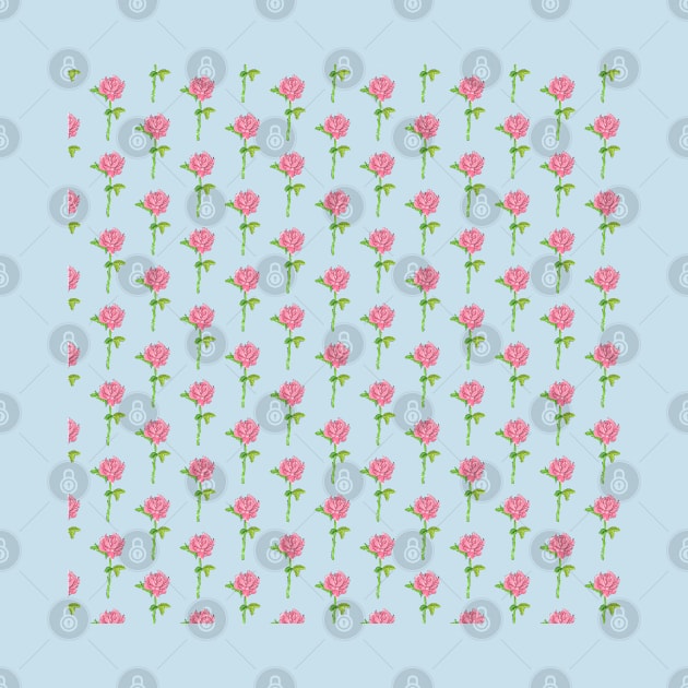 Beautiful pattern | Pink rose with blue background by Lizzamour