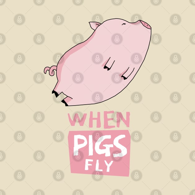 Cute Pinky Pig Flying by KewaleeTee