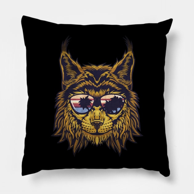 Lynx vintage Pillow by Onceer