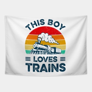 This Boy Loves Trains Gift Train Wagon Lover Gifts Tapestry