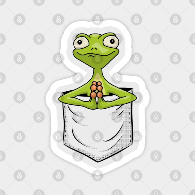 Zen Art Yoga Pose Frog | Gecko Reptile In Pocket Magnet by SkizzenMonster