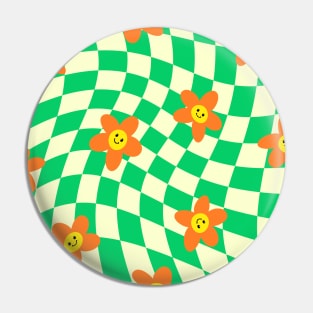 Swirl 70S Retro Floral Pattern Pin