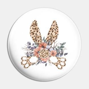 Cute leopard floral boho bunny ears illustration Pin