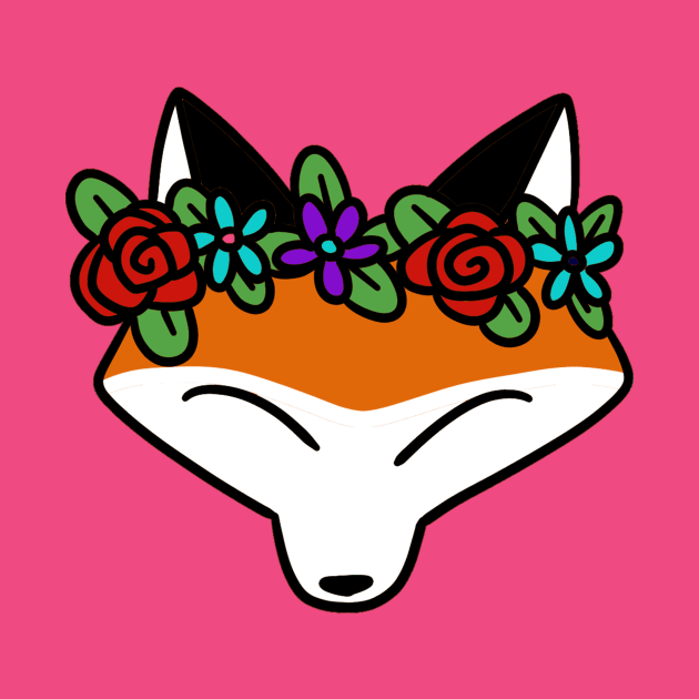 Flower Crown Fox Face by saradaboru