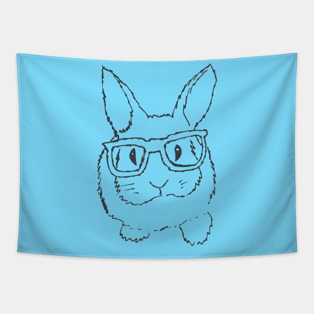 adorable bunny with glasses outline Tapestry by Nina_R