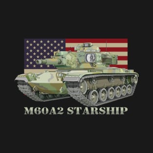 M60A2 Starship Main Battle Tank Diagram American Flag Gift T-Shirt