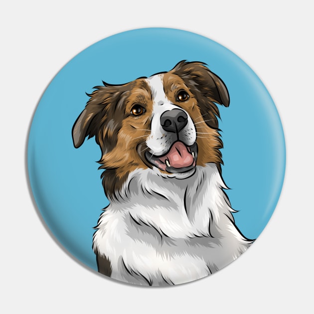 English Shepherd | Sable and White | Cute Dog Art Pin by Shirin Illustration