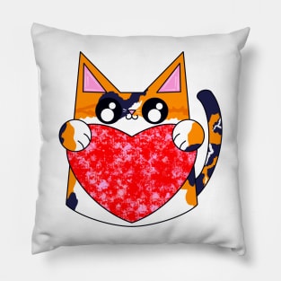 Rose The Calico Cat With Valentines Heart Pillow