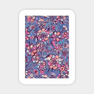 Sweet Spring Floral - soft indigo & candy pastels Magnet