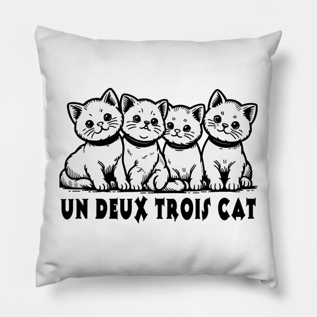 Un Deux Trois Cat Pillow by fantastico.studio